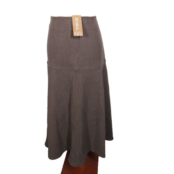 OGL Warm Cozy CashSoft Wool Look Flared Side Zip Maxi Skirt Brown Size Small - Picture 12 of 13
